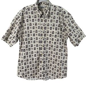 Tribute patterned button up shirt l
